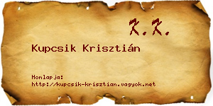 Kupcsik Krisztián névjegykártya