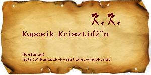 Kupcsik Krisztián névjegykártya